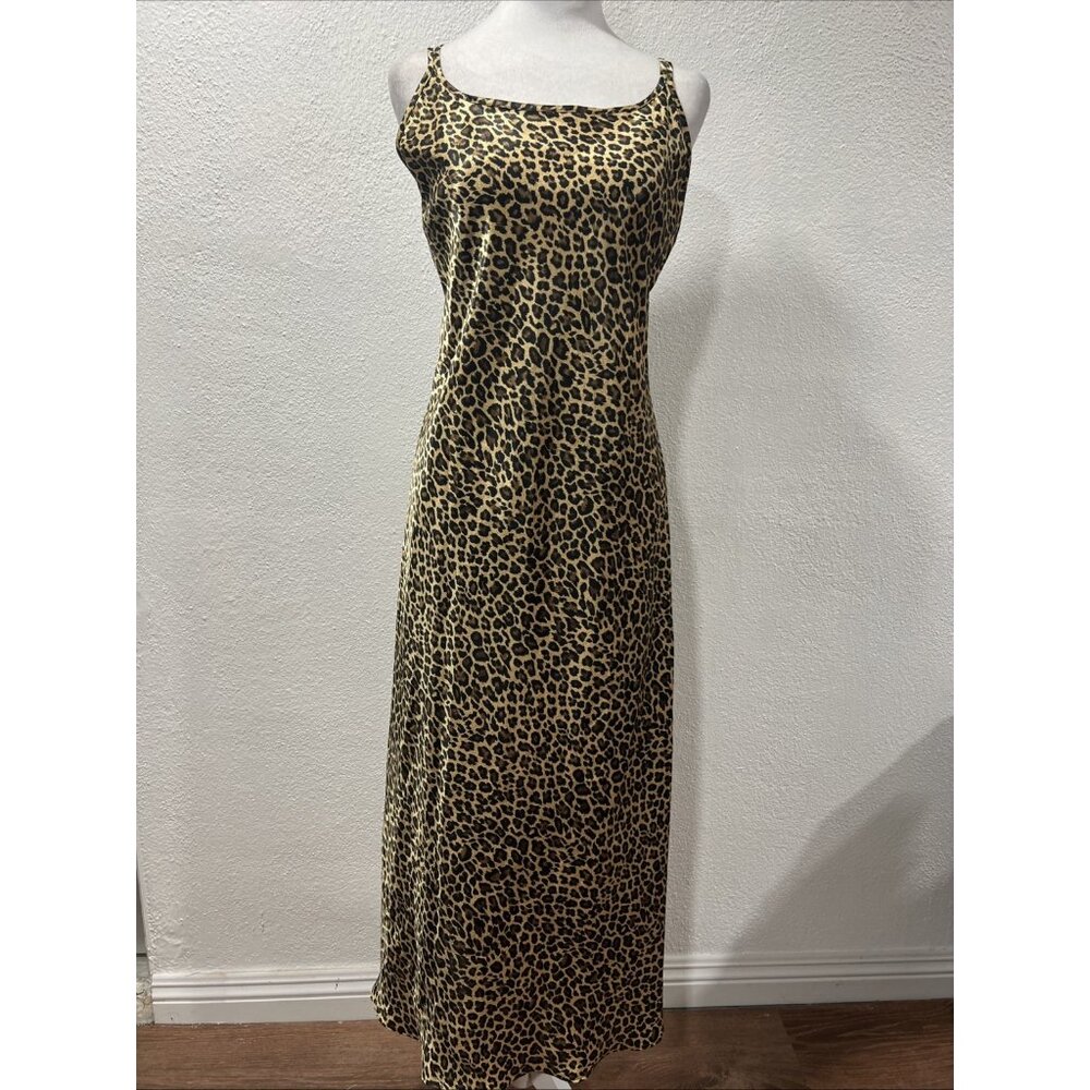 VICTORIA'S SECRET Leopard Print Satin Women's Maxi Dress M  Lingerie
